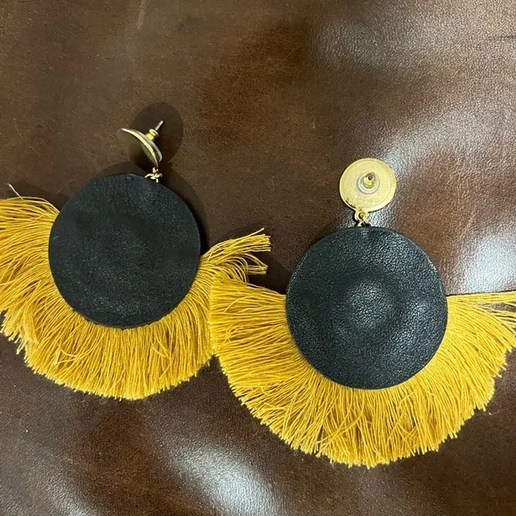 J.Crew Gold and Blue Fringe Earrings - Picture 2 of 2